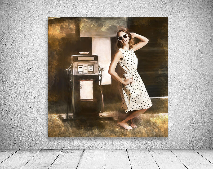 Gas and oil painting pinup  Wall Preview