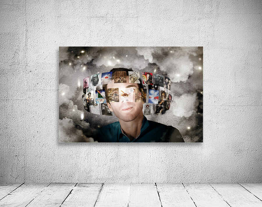 Man Streaming Media With Cloud Server Informatics Wall Preview