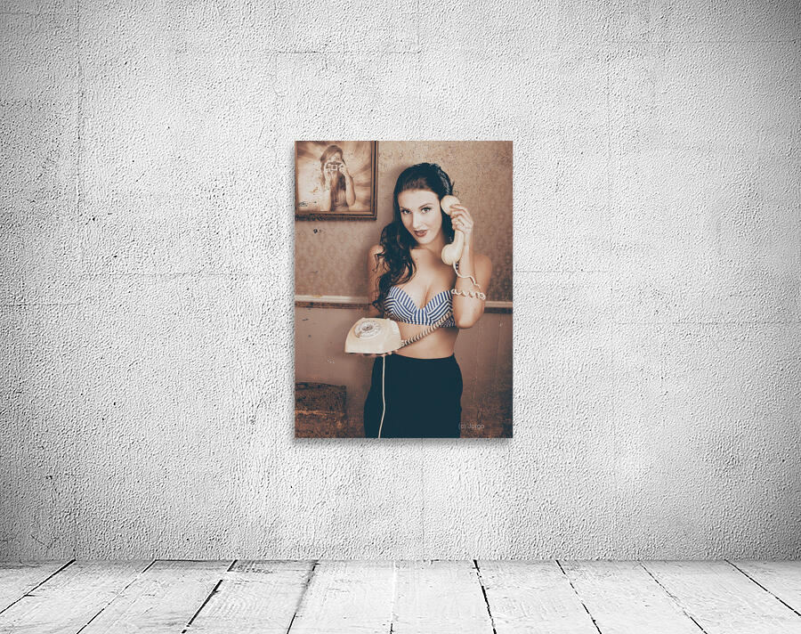 Vintage resort phone operator taking hotel booking Wall Preview