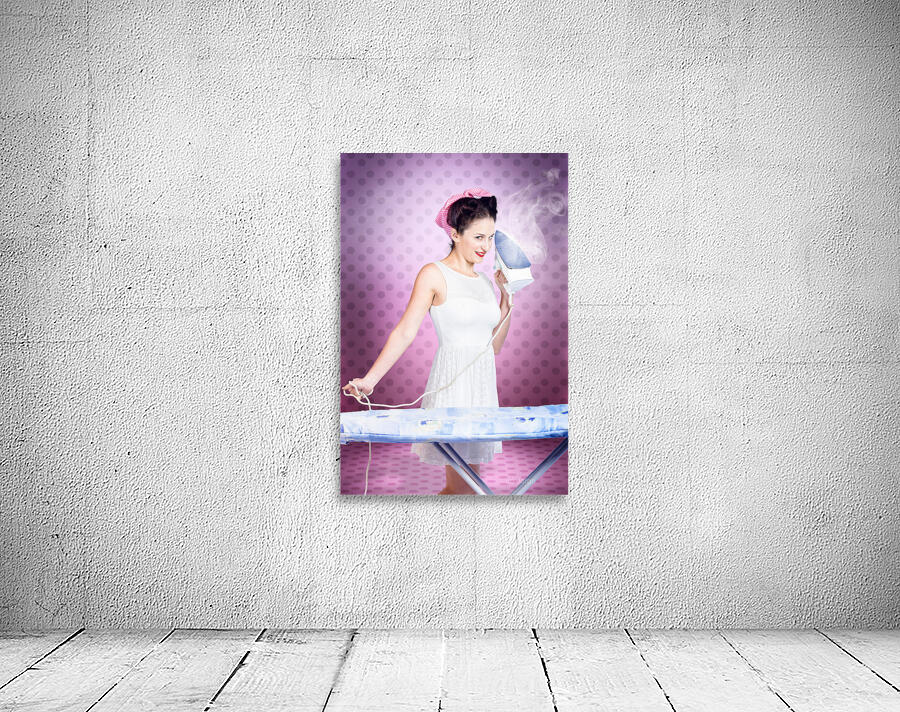 Ironing pinup housewife doing sixties housework Wall Preview