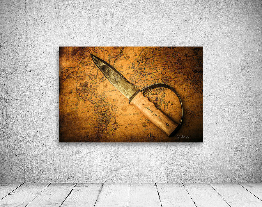 Pirate sword on buried treasure map Wall Preview