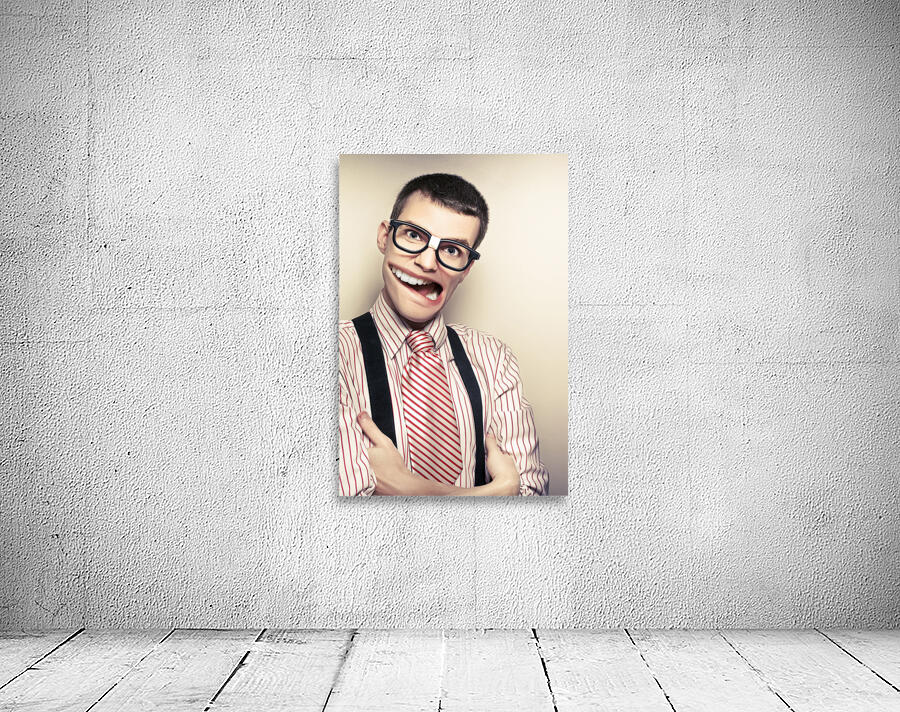 Funny Retro Male Nerd With Big Mouth On Copyspace  Wall Preview