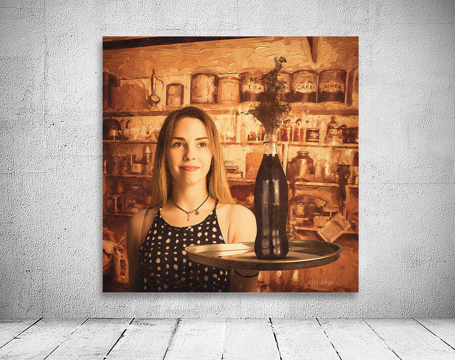 Retro cafe tin sign waitress Wall Preview