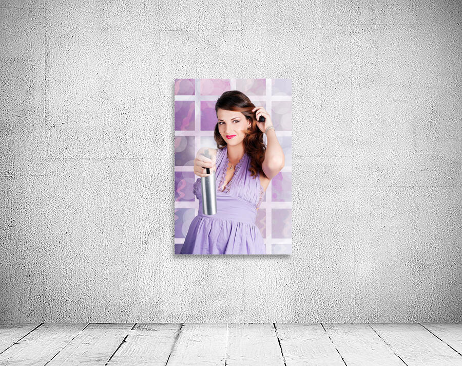 Happy Young Housewife Cleaning With Spray Bottle Wall Preview