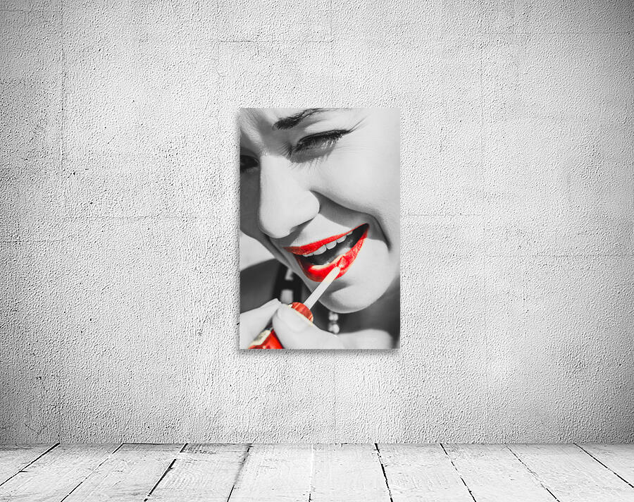 Black white and red lipgloss pinup Wall Preview