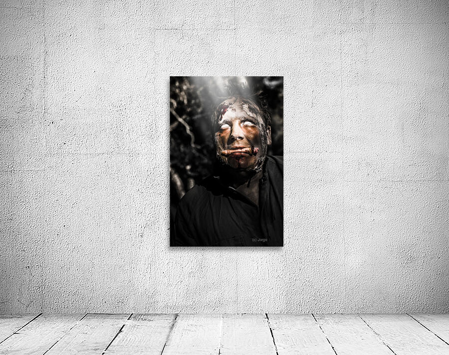 Horror zombie with finger food. Bad taste Wall Preview