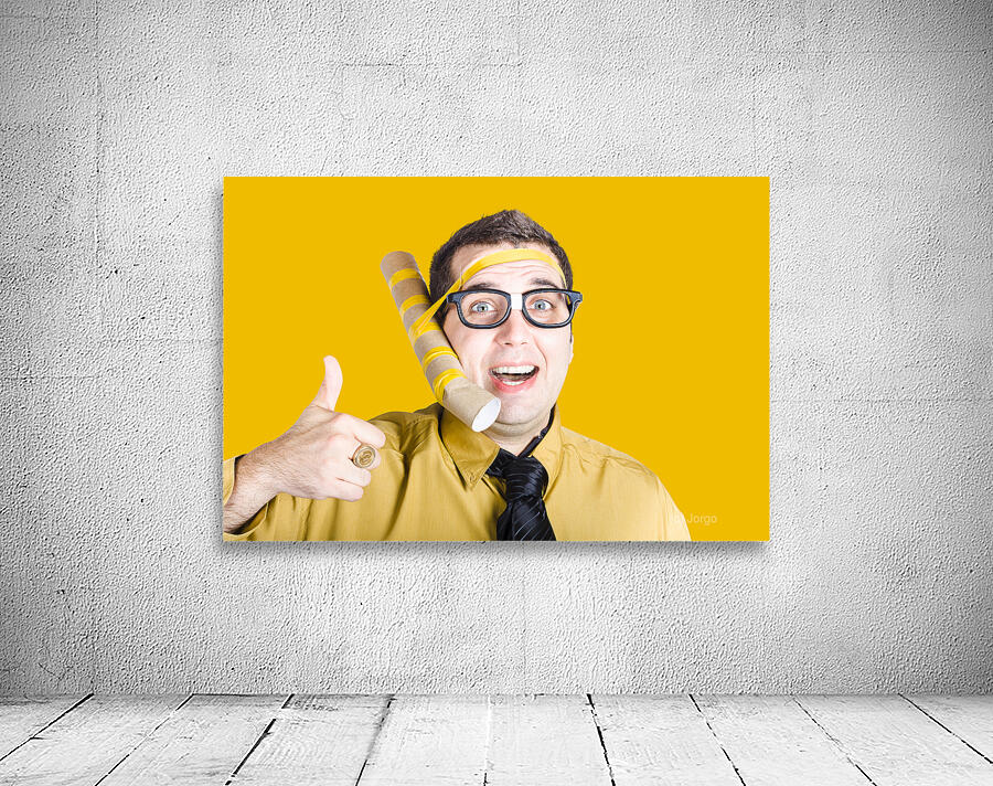 Inventive businessman with new technology Wall Preview