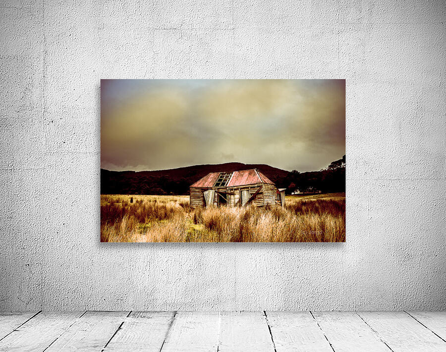 Collapsing old wooden farm building Wall Preview