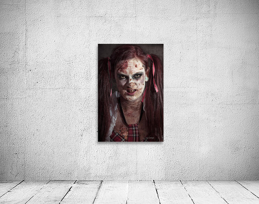 Scary ID photo of female zombie school student Wall Preview