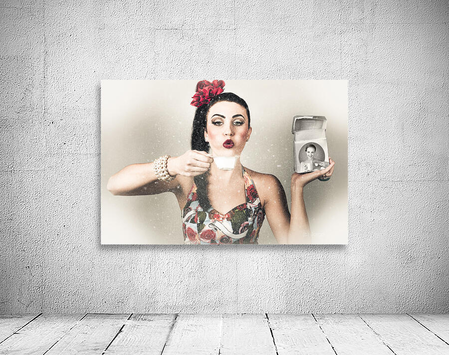 Retro pin up poster girl. Wash and clean service Wall Preview