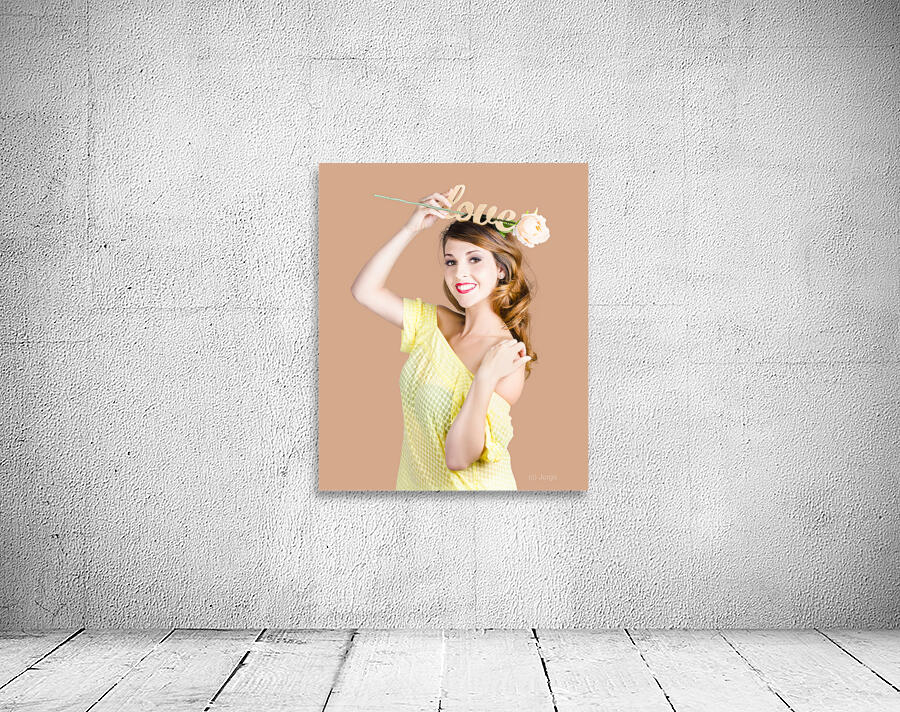 Woman holding message of love Wall Preview