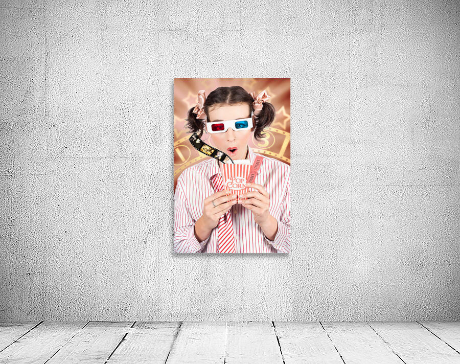 Funny Girl Watching 3D Movie At Cinema Wall Preview