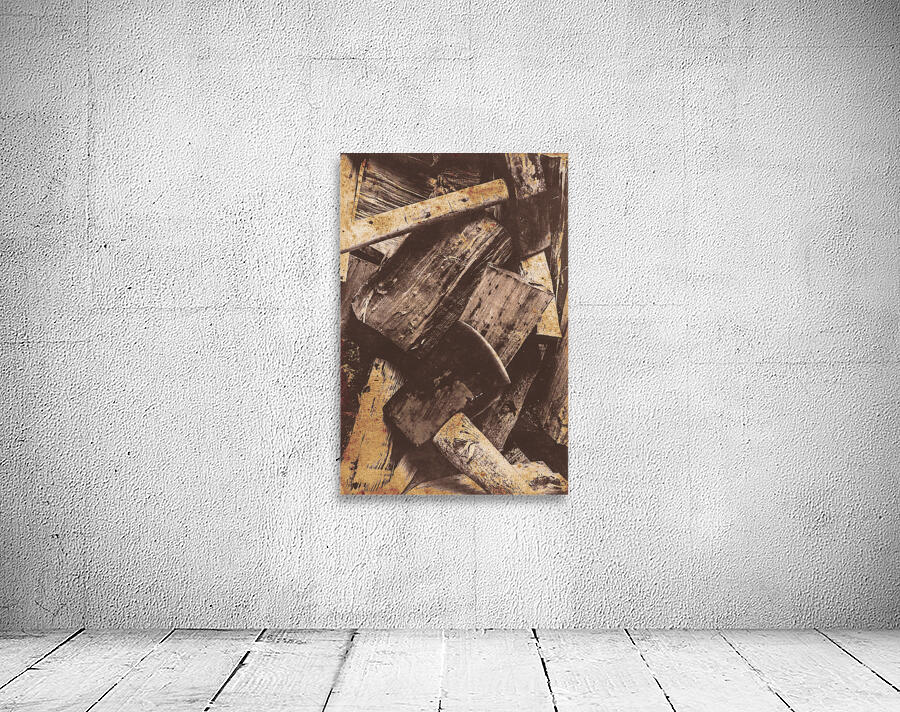 Antique photo of an axe and wood splitter Wall Preview