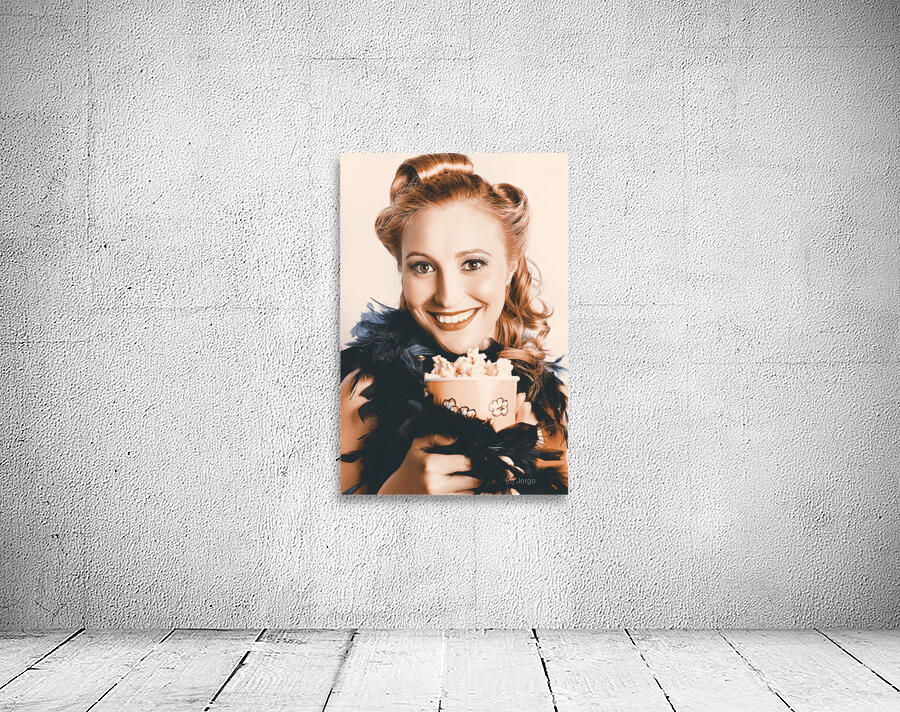 Fifties Pinup Woman Seeing Movie At Retro Cinema Wall Preview