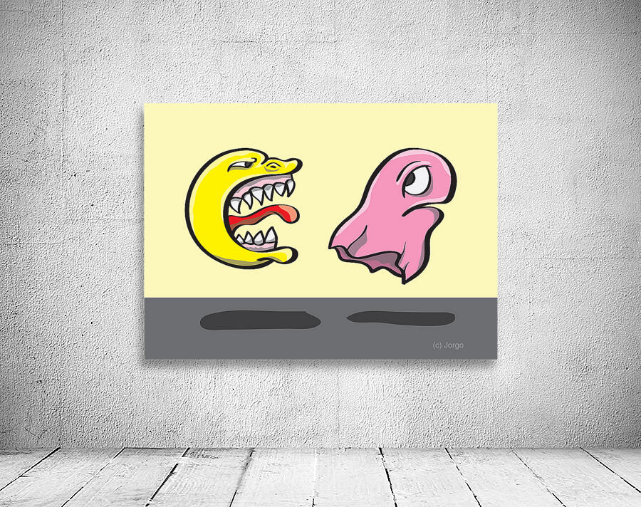 Pac Man and ghost illustration Wall Preview
