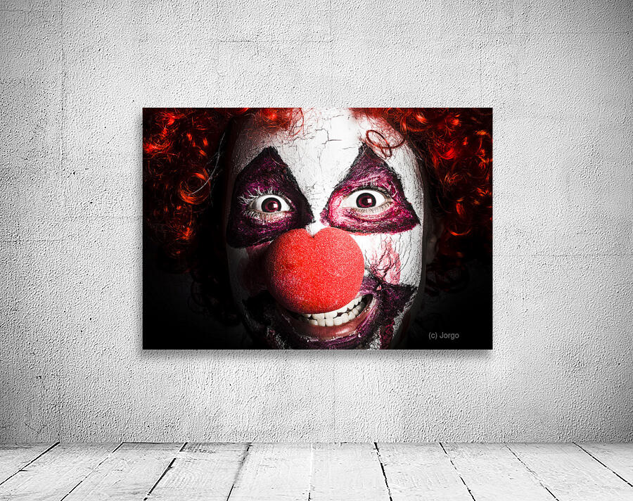 scary and evil clown smiling in dark spooky style Wall Preview