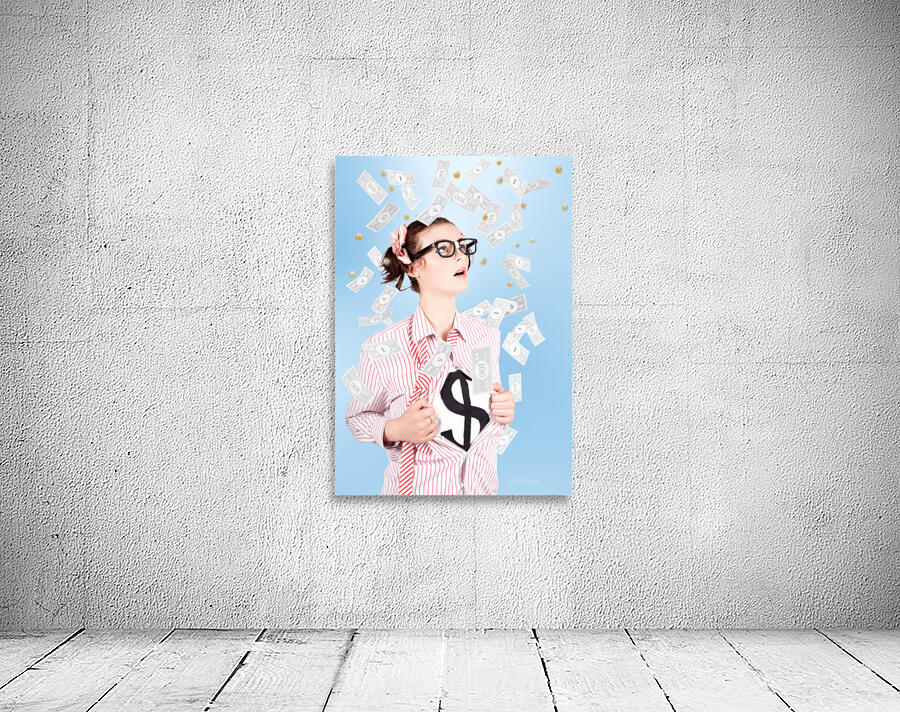 Successful Female Business Superhero Winning Money Wall Preview