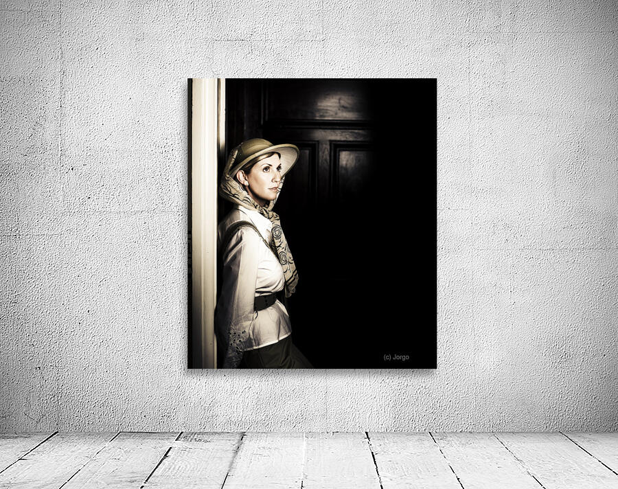 Lady In Vintage Attire At Night Wall Preview