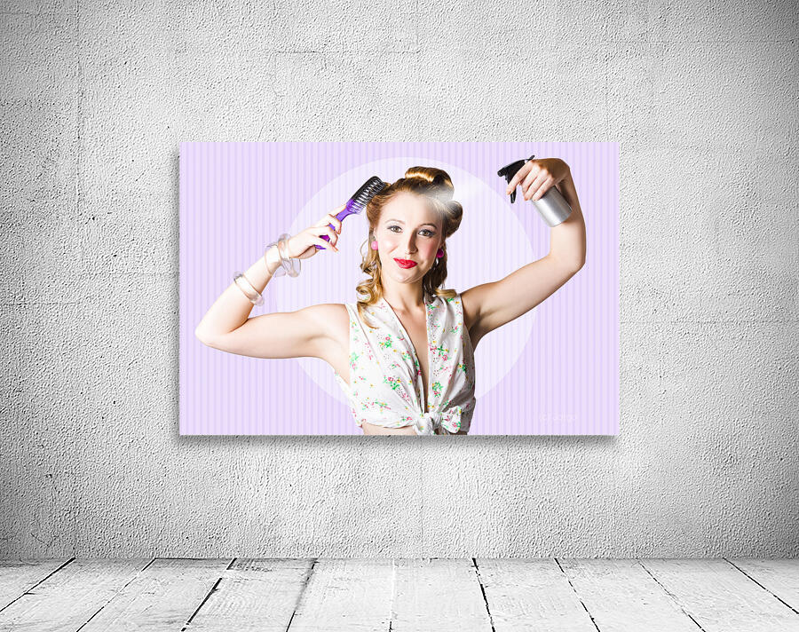 Classic 50s Pinup Girl Combing Hair Style Wall Preview