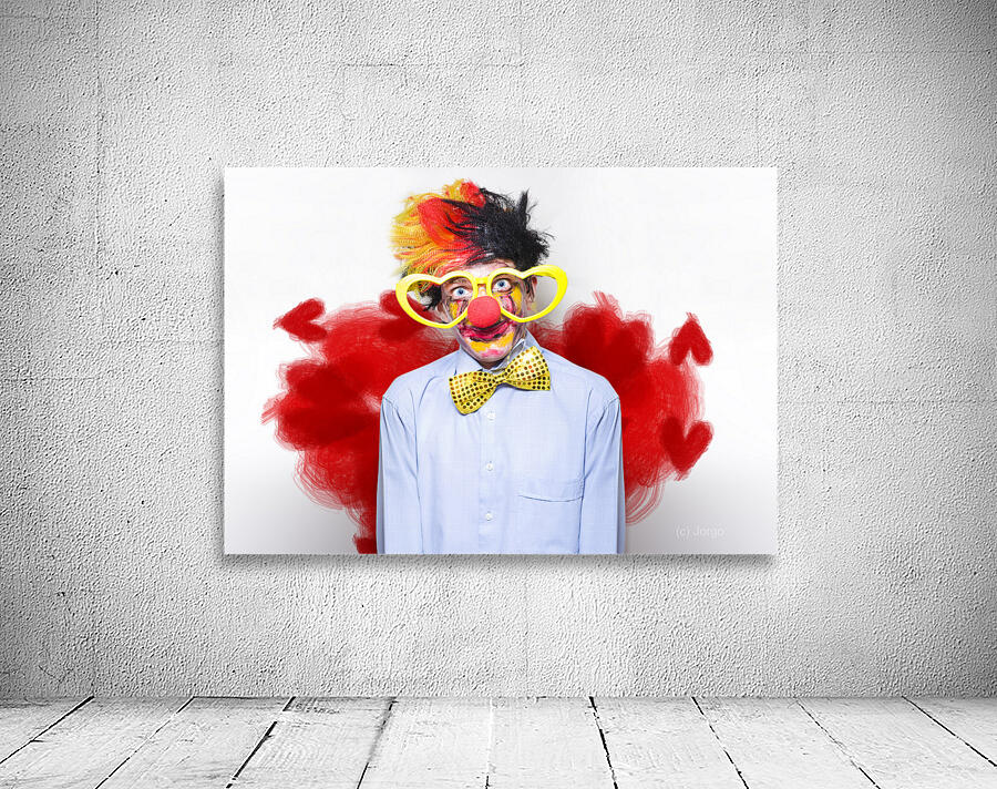 Romantic Comedy Clown Wearing Heart Shape Glasses Wall Preview