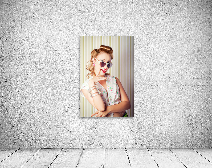 Cute Pinup Fashion Girl With Surprised Expression Wall Preview