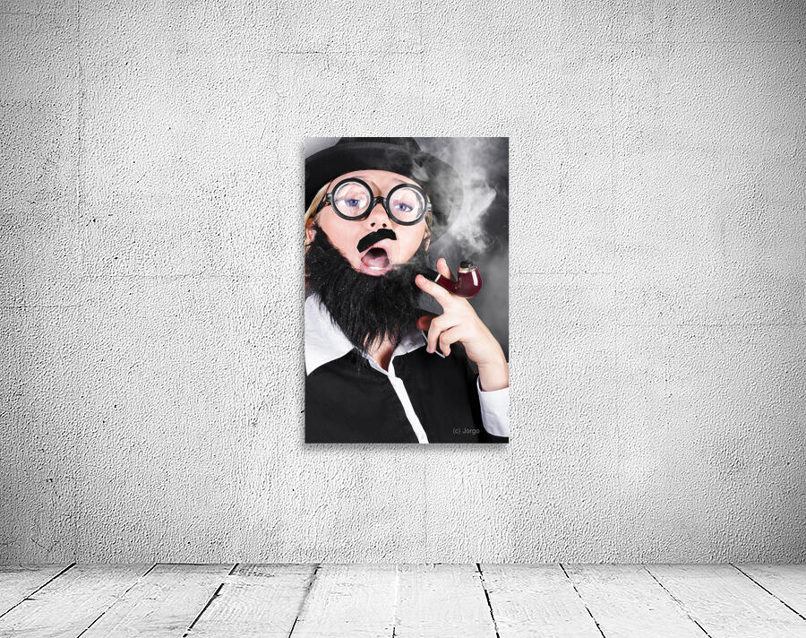 Comic private eye detective smoking pipe Wall Preview