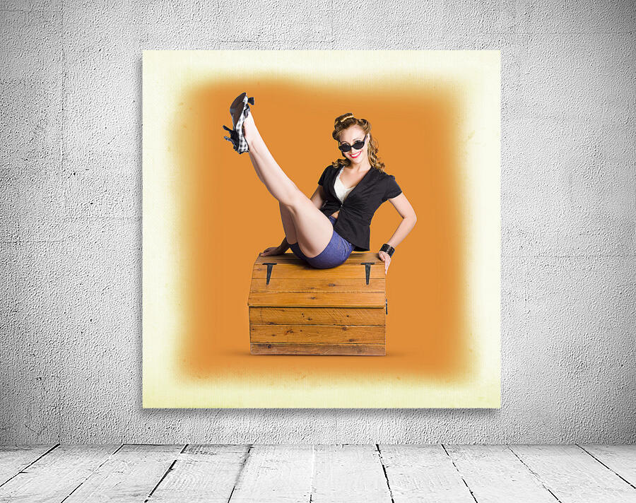 Fifties Sixties Style Fashion Model In Retro Shoes Wall Preview