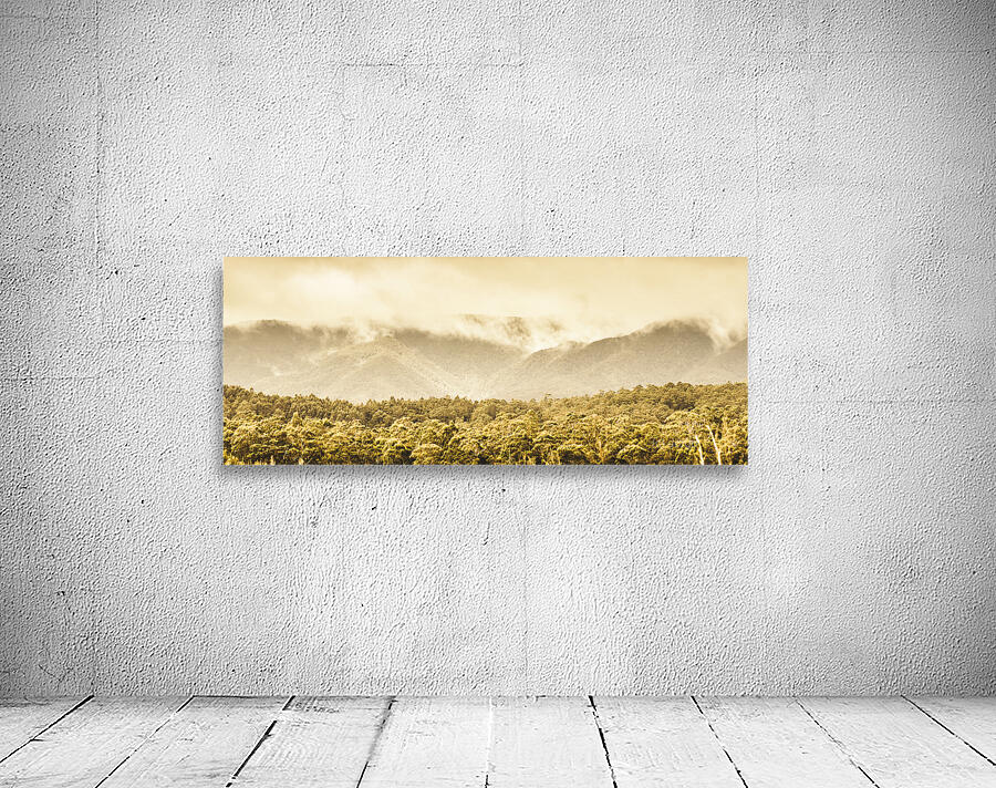 Layered depths of forests mountains and fog Wall Preview