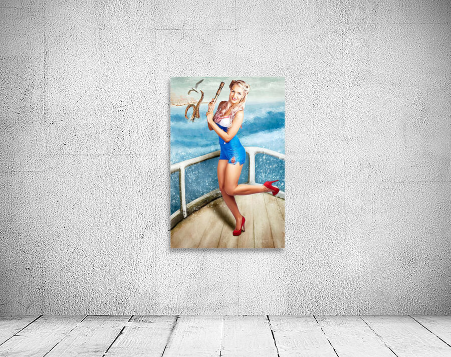 Beautiful Pinup Woman On Sightseeing Travel Cruise Wall Preview
