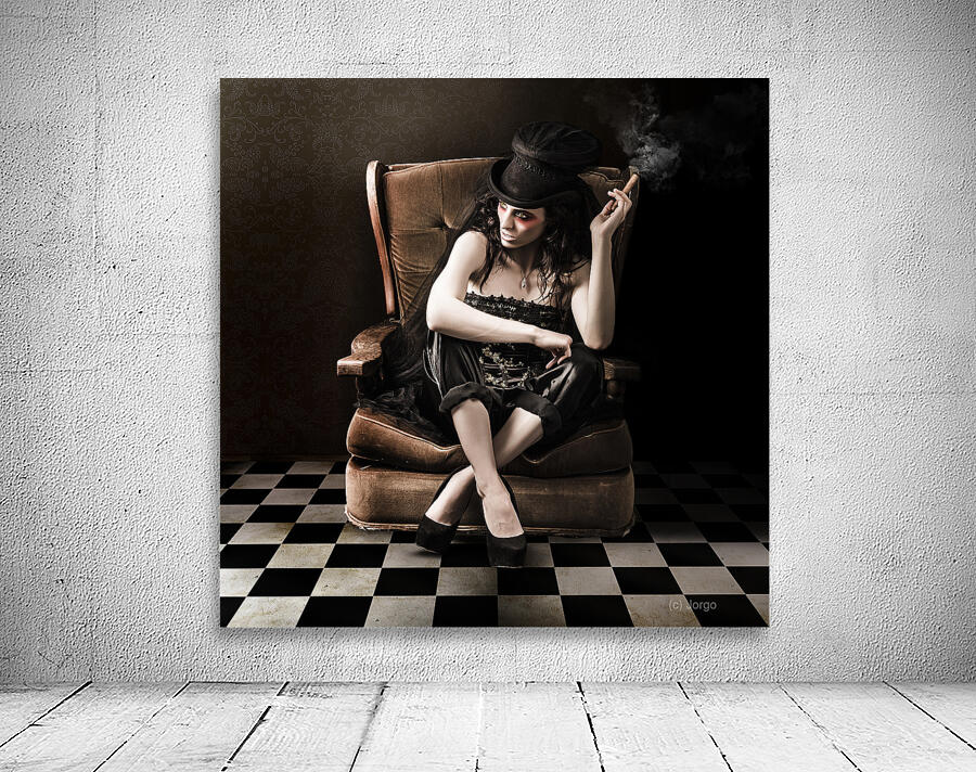 Beautiful Vintage Fashion Girl In Grunge Interior Wall Preview