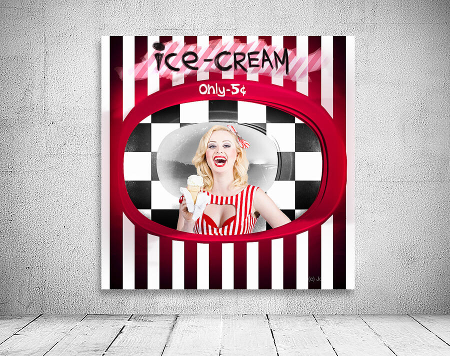 Beautiful blonde woman serving ice cream Wall Preview