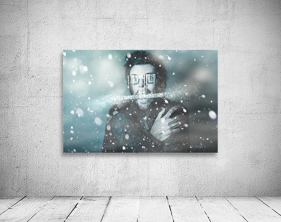 Ice cold winter man in a freeze of snow and frost  Wall Preview