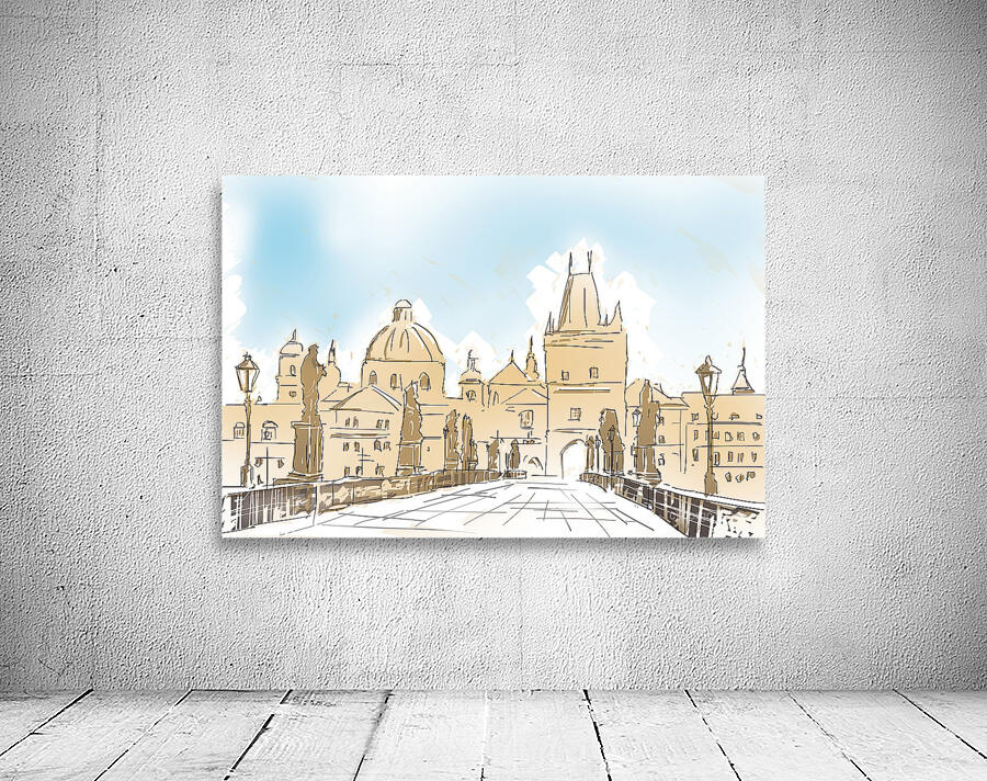 Artistic digital painting of Charles Bridge Prague Wall Preview