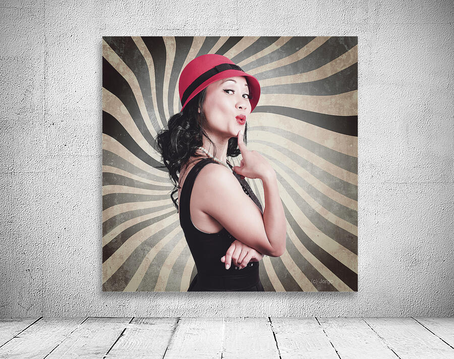 Beautiful model in vintage fashion accessories  Wall Preview