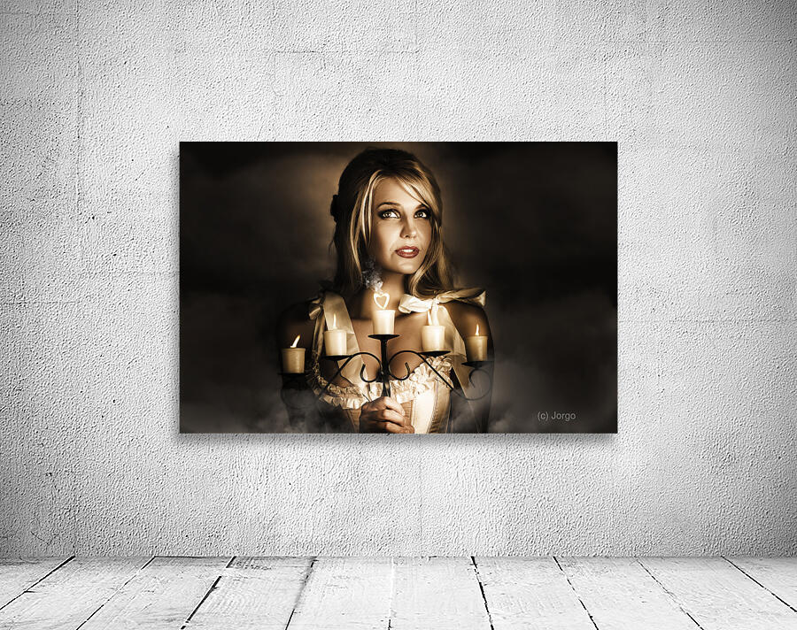 Romantic Blonde Woman Holding The Light Of Love Wall Preview