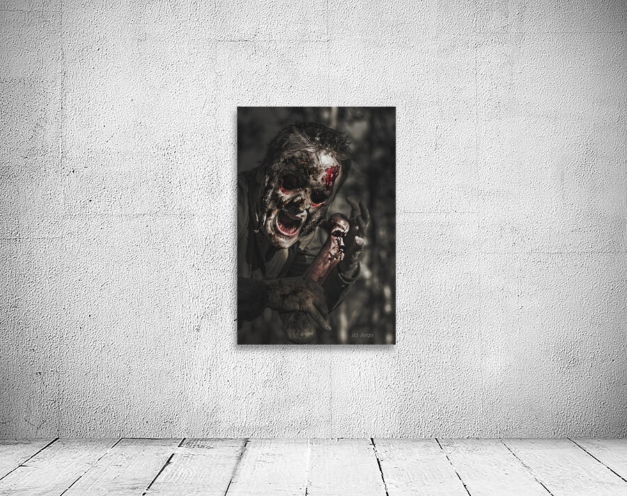 Evil male zombie screaming out in bloody fear Wall Preview