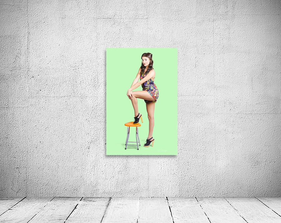Sexy pin-up model posing in stylish retro fashion Wall Preview