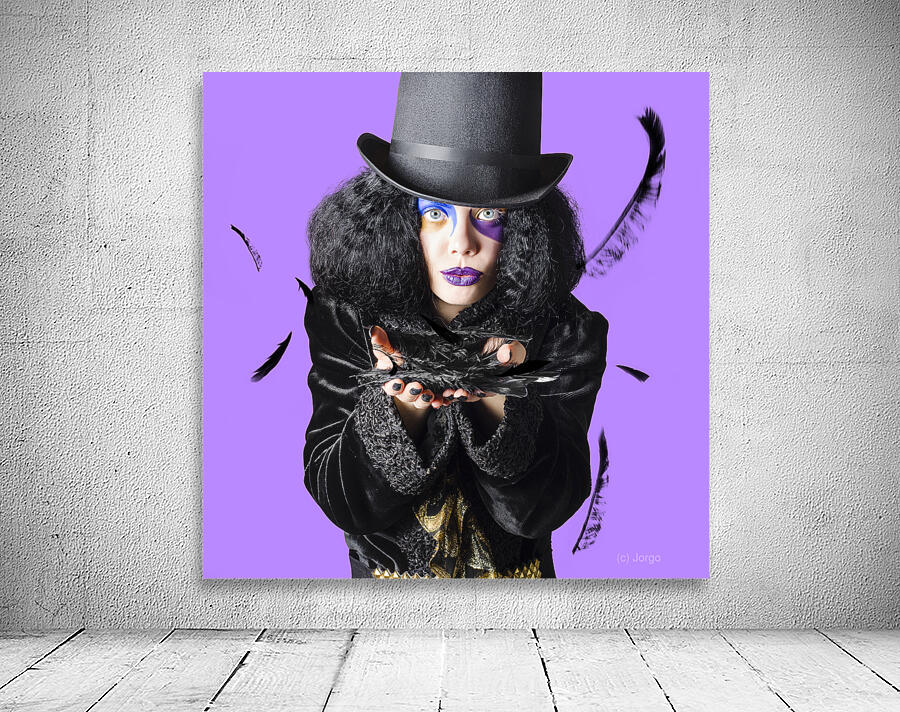 Magician blowing feathers Wall Preview