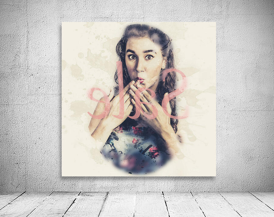 Surprised pin up window shopper at store sale Wall Preview