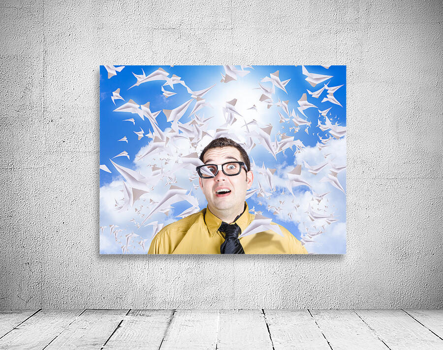 Insane business man with busy travel schedule Wall Preview