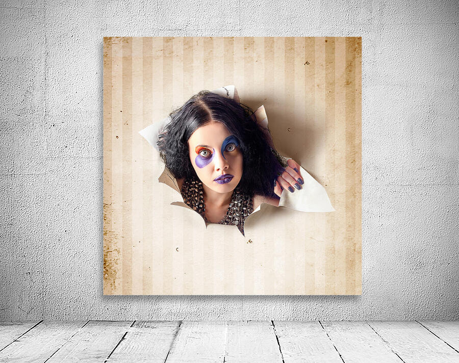 Beautiful female jester breaking out of wallpaper Wall Preview