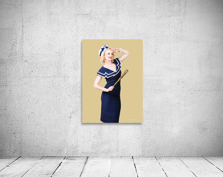 Sailor girl pin-up looking out to sea Wall Preview