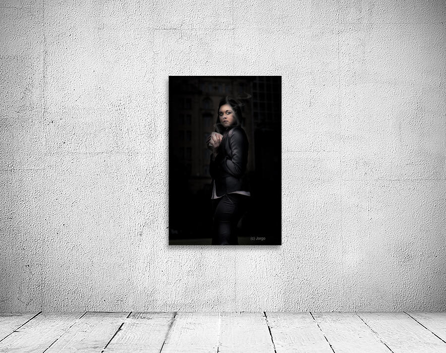 Mysterious Woman Standing In Darkness With Coffee Wall Preview