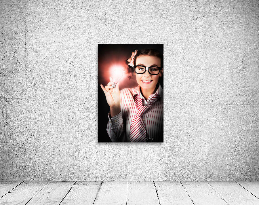 Smart Business Person Holding Light Bulb In Hand Wall Preview
