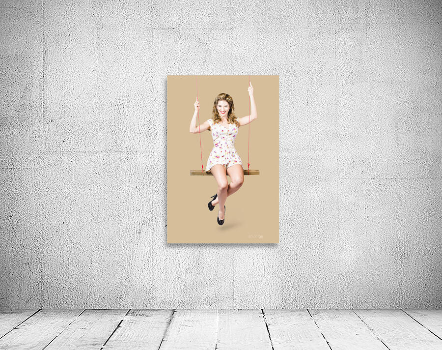 Swing pinup girl with beauty make-up and hairstyle Wall Preview