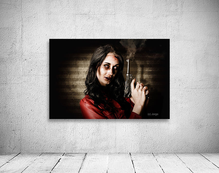 Dead Private Eye Detective Holding Smoking Gun Wall Preview