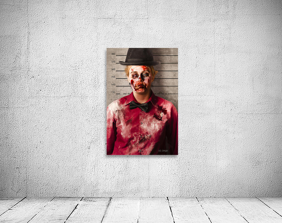 Monster police mug shot. Creepy criminal Wall Preview