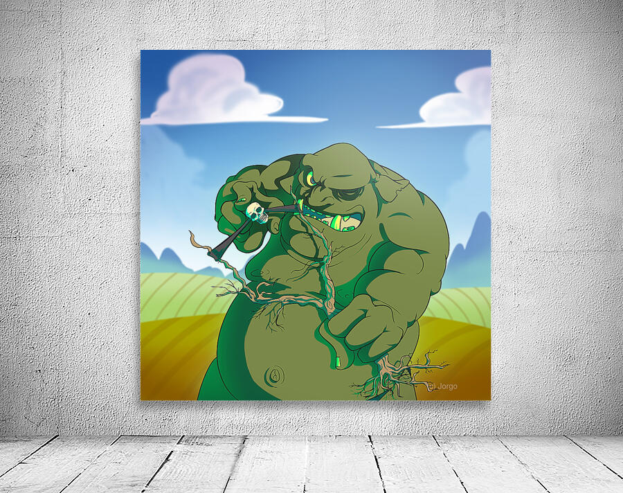 Fantasy ogre monster guarding fort Wall Preview