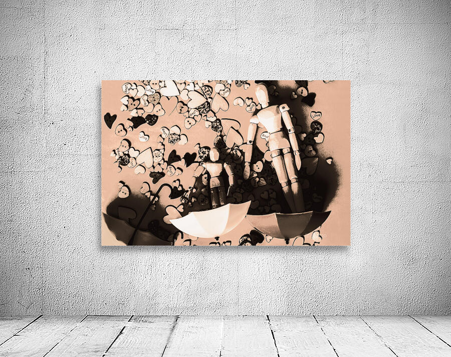 Umbrella boats on heart bay Wall Preview