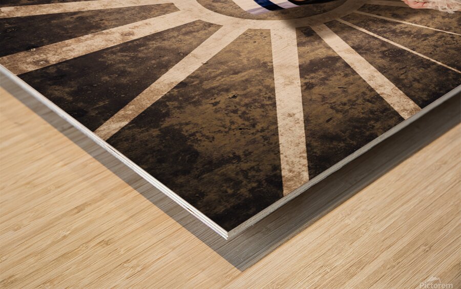 Sailor girl portrait. Vintage design background Wood print